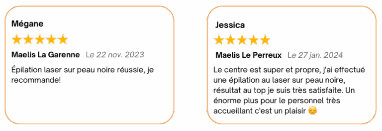 Extrait d'avis google positif laisser par des clientes Maelis